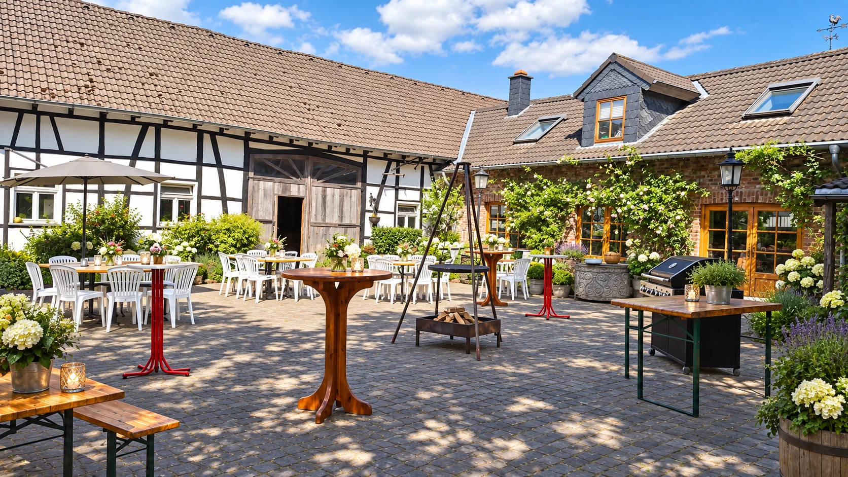 Innenhof der Scheune 79 mit Sitzgelegenheiten