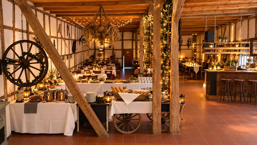 Innenraum mit Buffet und Theke